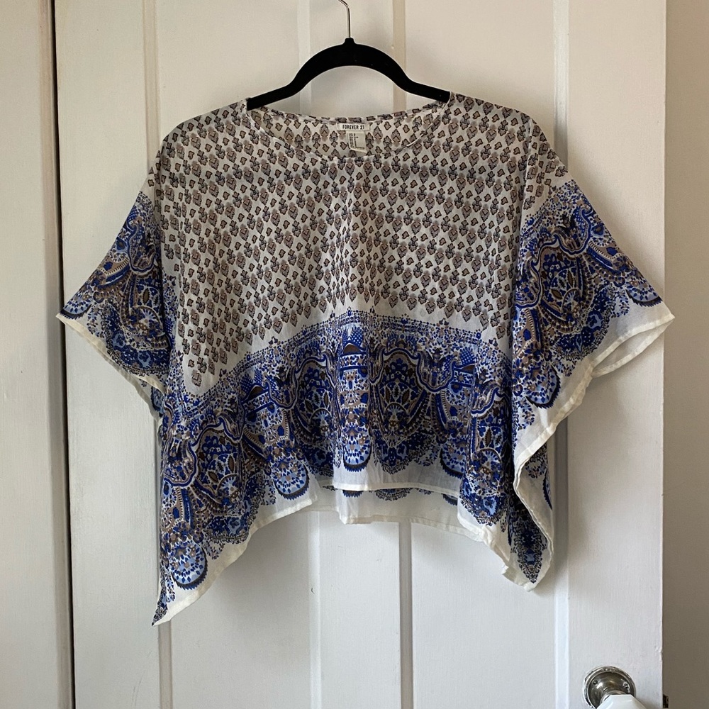 blue printed top